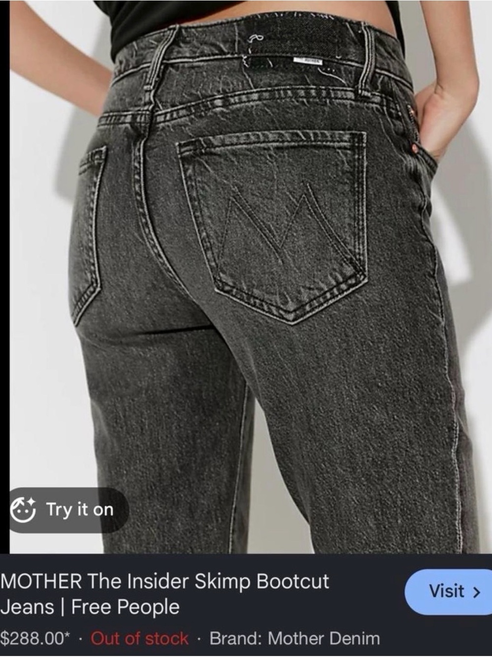 Mother Jeans in Washed Black